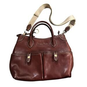 Dooney Bourke Florentine Vacchetta Leather Saddle Messenger Crossbody Bag Brown